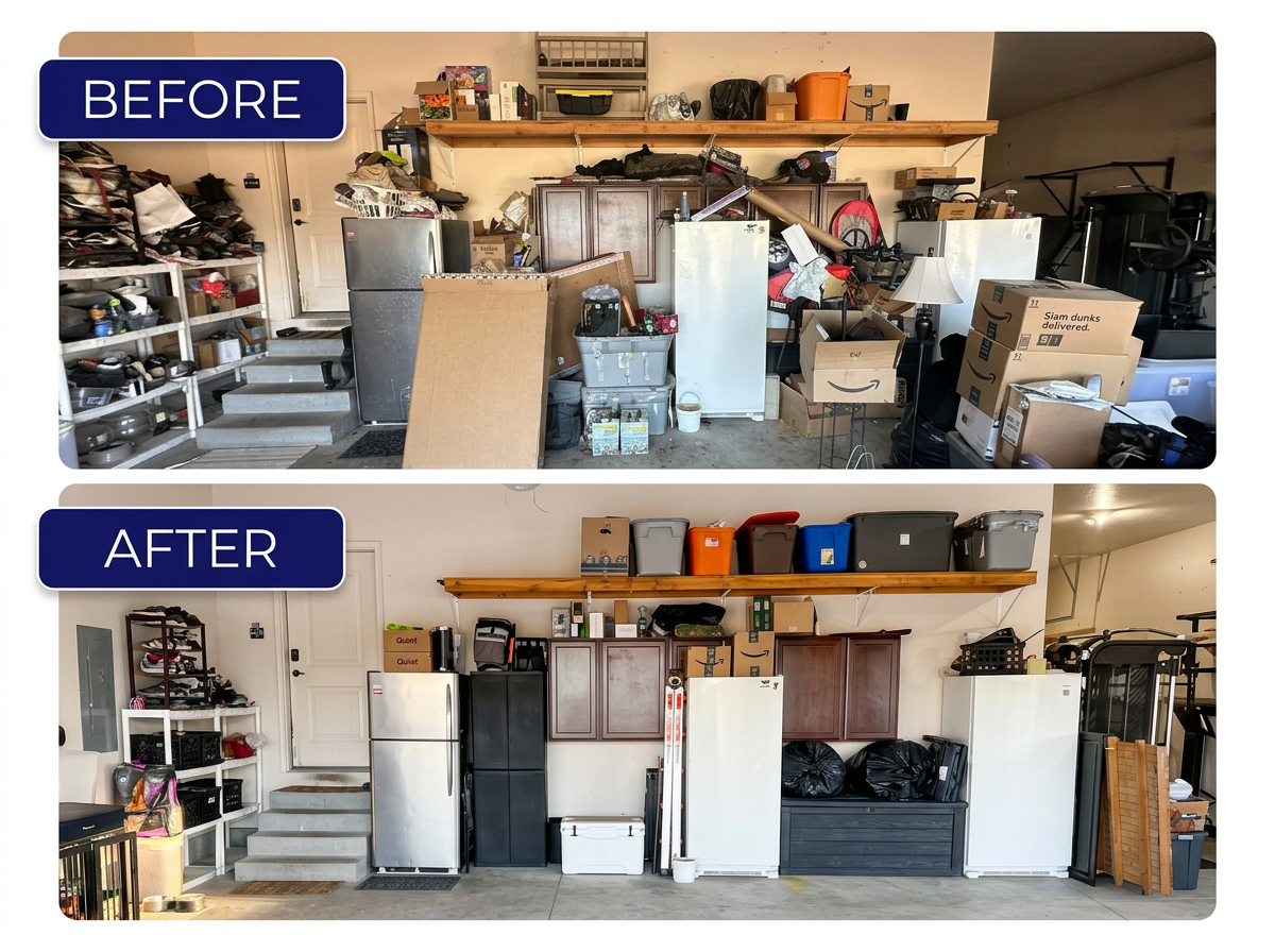 Before and after garage transformation