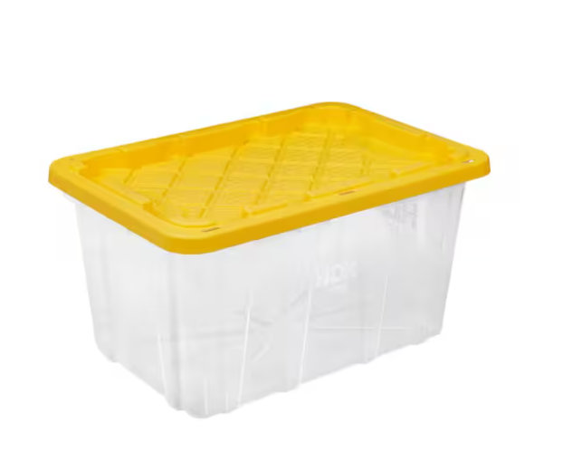 FZ 27 Gal Clear Tote — Yellow Lid